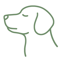 Line icon of a dog profile.